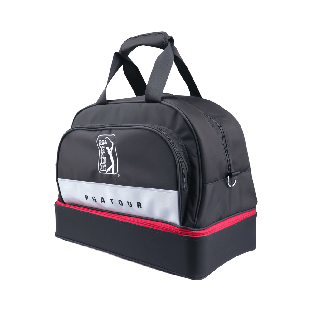 PGA TOUR精緻布雙層衣物袋(黑配白紅)