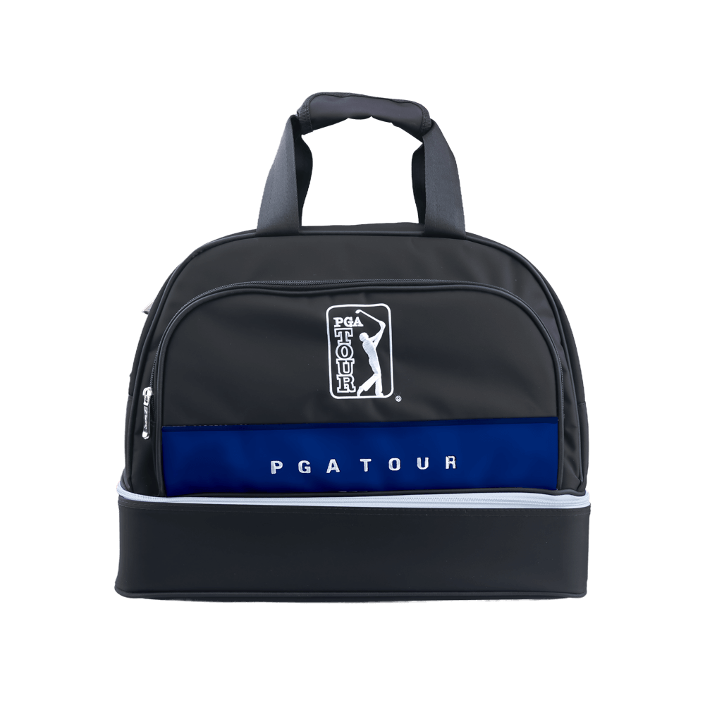 PGA TOUR精緻布雙層衣物袋(黑配藍白)