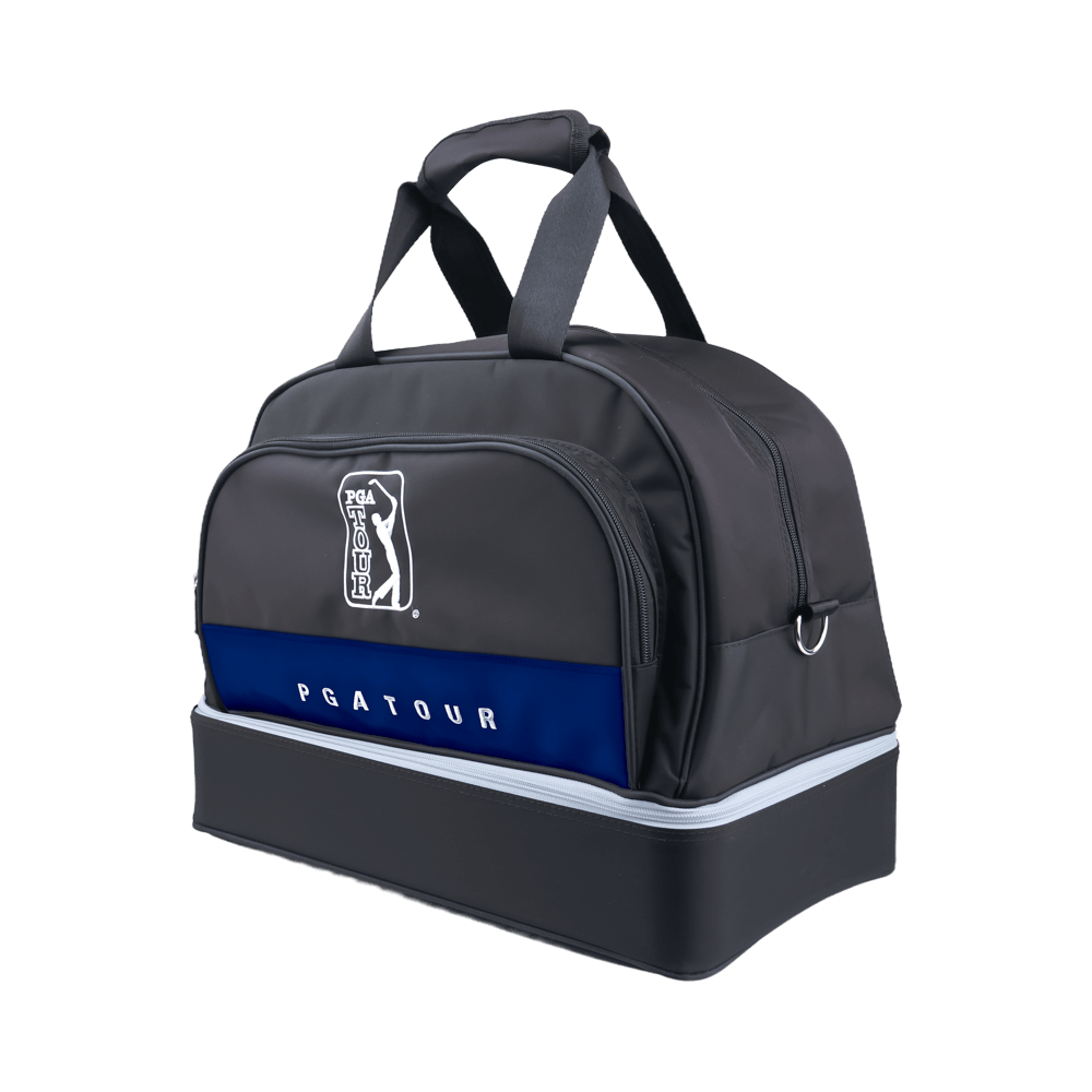 PGA TOUR精緻布雙層衣物袋(黑配藍白)