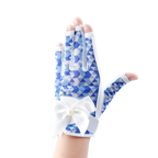 PGA TOUR女高爾夫露指蝴蝶結手套（白藍）