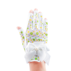 PGA TOUR女高爾夫露指蝴蝶結手套（白綠）