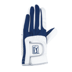 PGA TOUR男高爾夫彈性布防滑手套(白深藍)