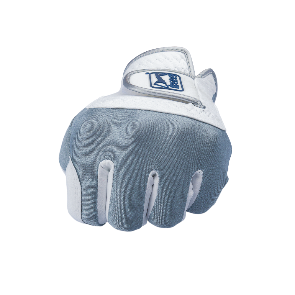 PGA TOUR Men's Golf Elastic Fabric Non-Slip Gloves (White/Gray)