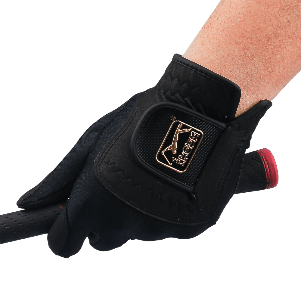 PGA TOUR男高爾夫彈性布防滑手套(黑金)