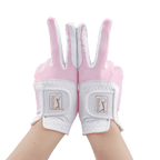 PGA TOUR女高爾夫彈性布防滑手套(白粉)