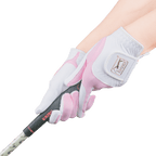 PGA TOUR女高爾夫彈性布防滑手套(白粉)