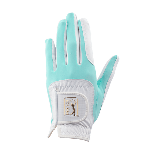PGA TOUR女高爾夫彈性布防滑手套(白綠)