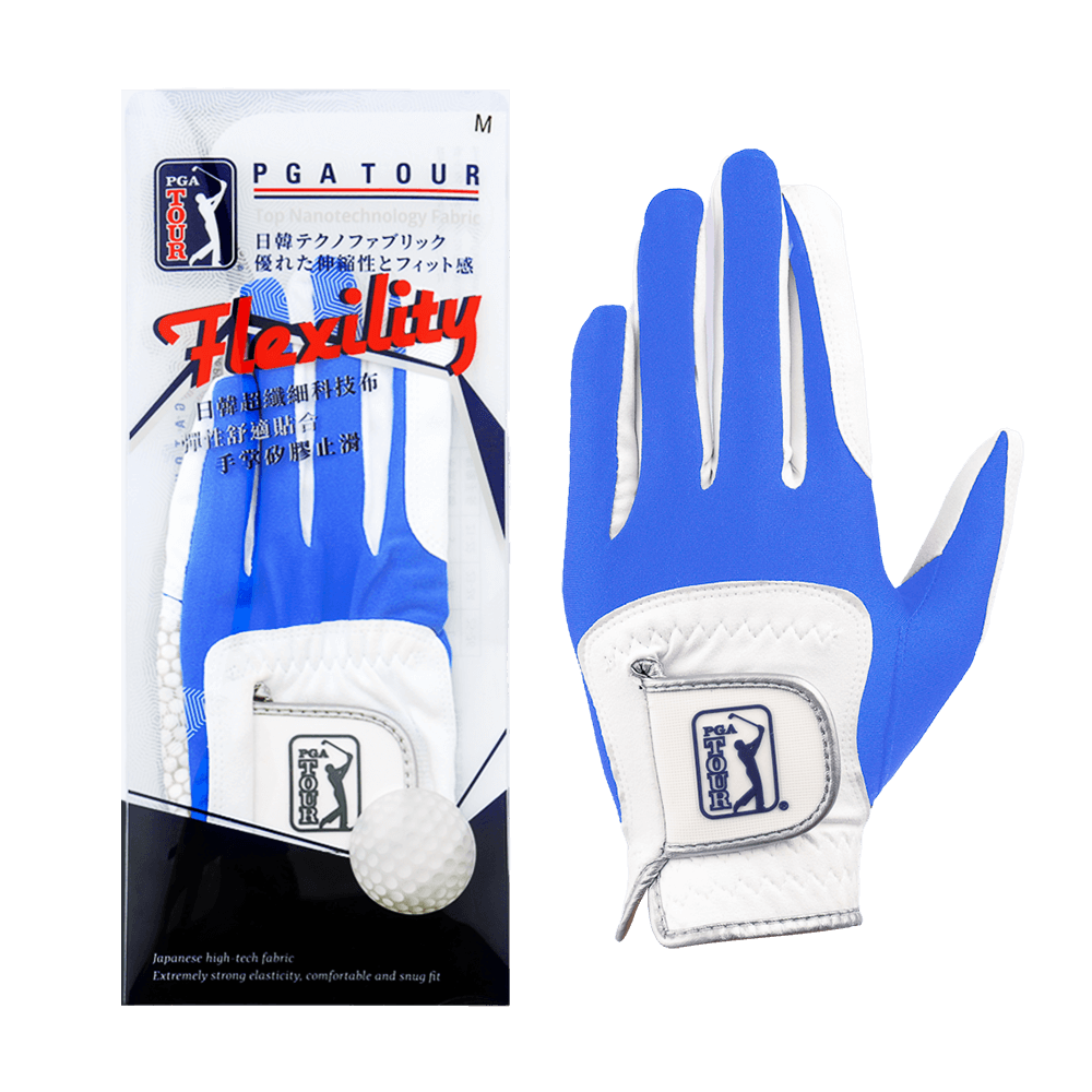 PGA TOUR男高爾夫彈性布防滑手套(白天藍)