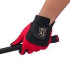 PGA TOUR男高爾夫彈性布防滑手套(黑紅)