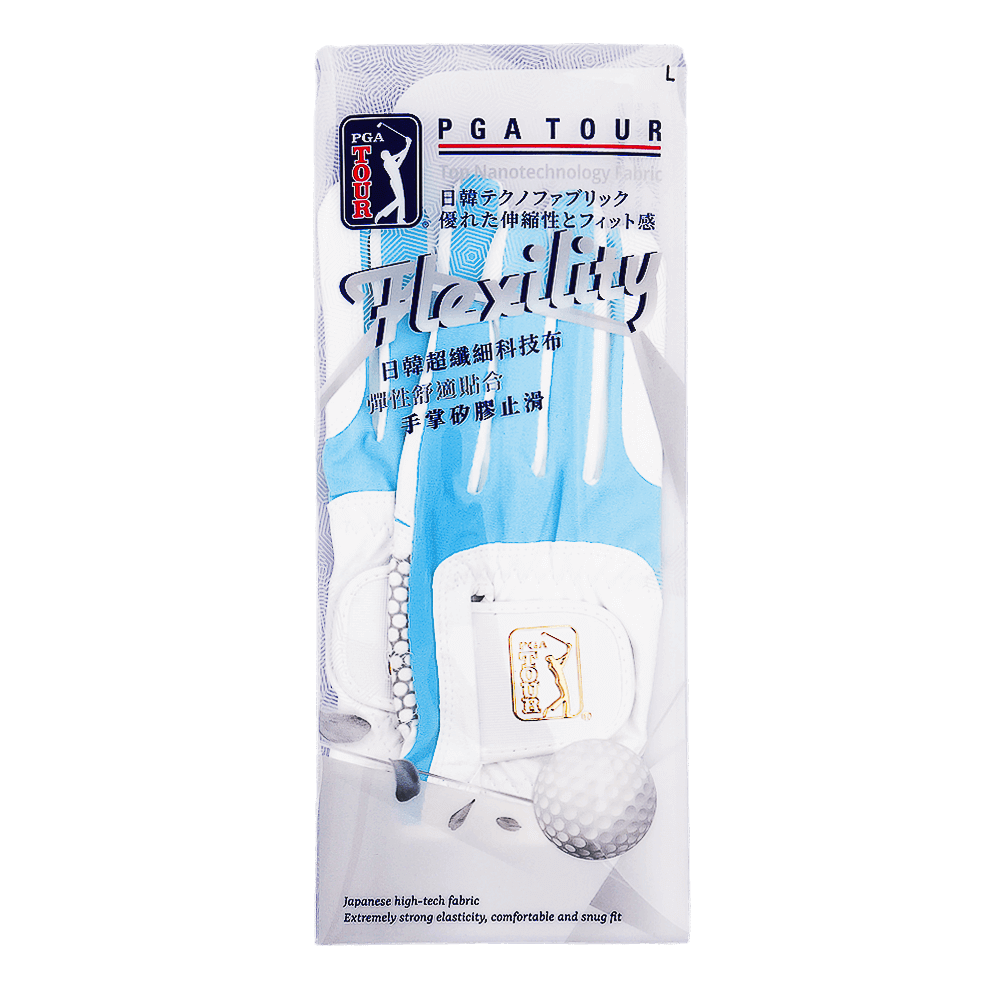 PGA TOUR女高爾夫彈性布防滑手套(白淺藍)