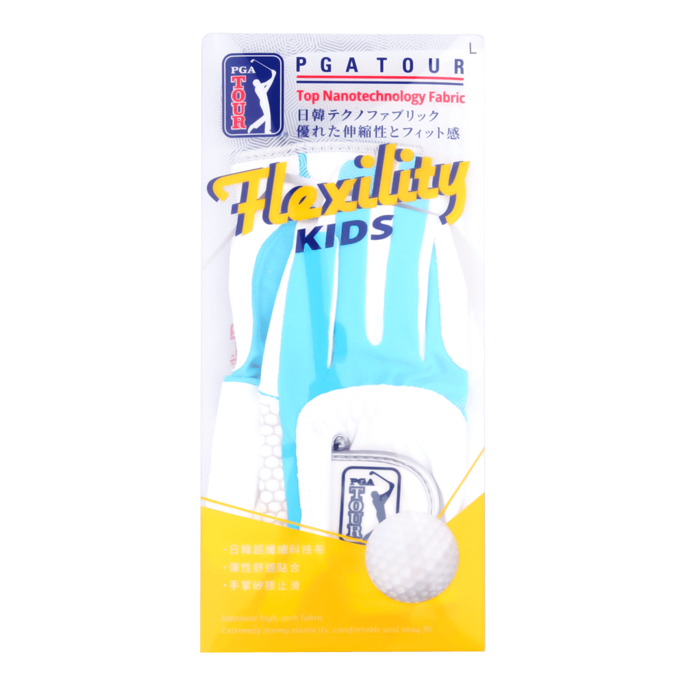 PGA TOUR兒童高爾夫彈性布防滑手套(白淺藍)