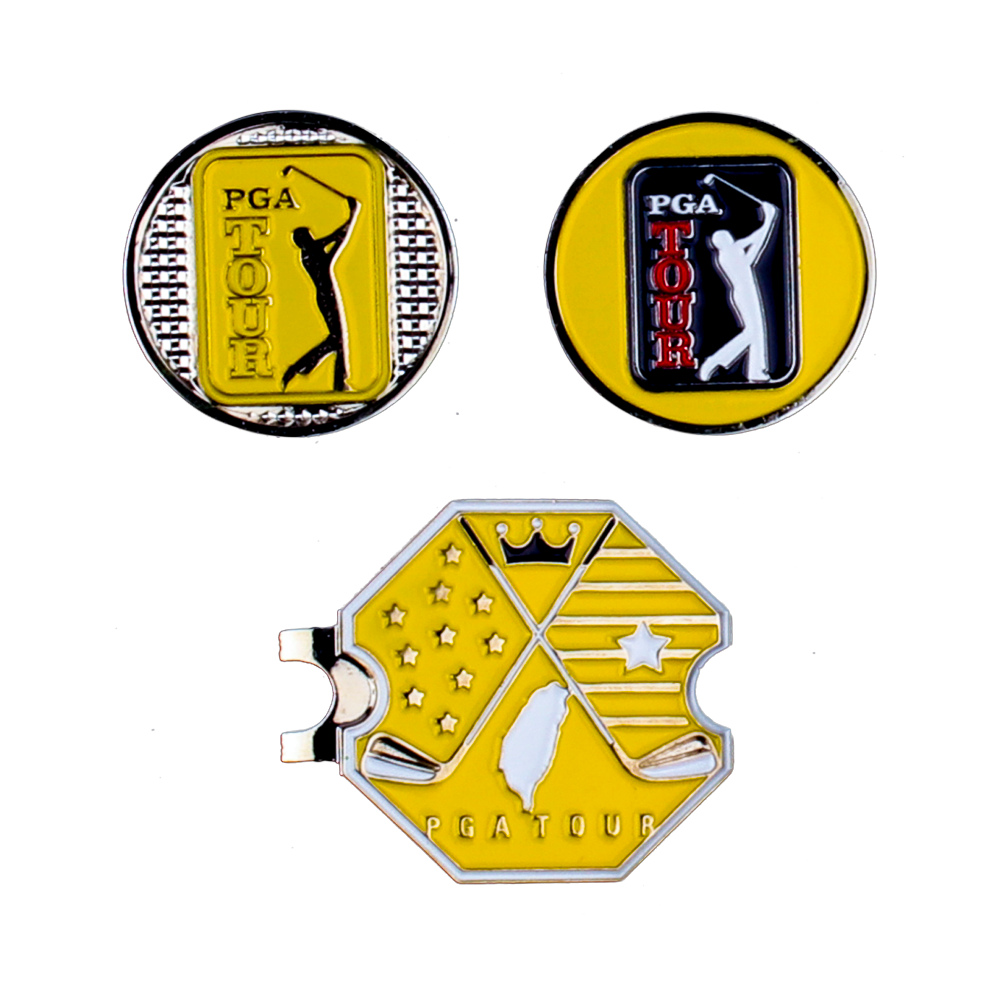 PGA TOUR六角底座+雙帽夾(黃)