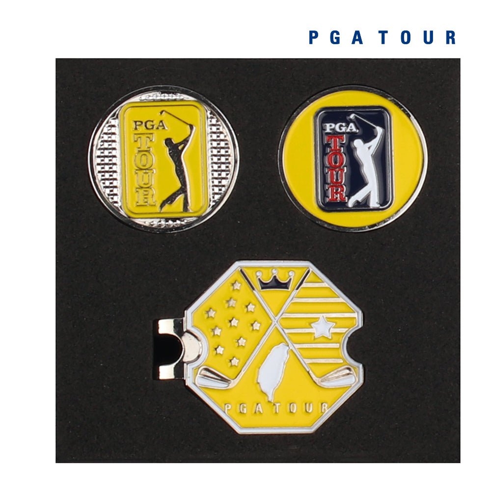 PGA TOUR六角底座+雙帽夾(黃)