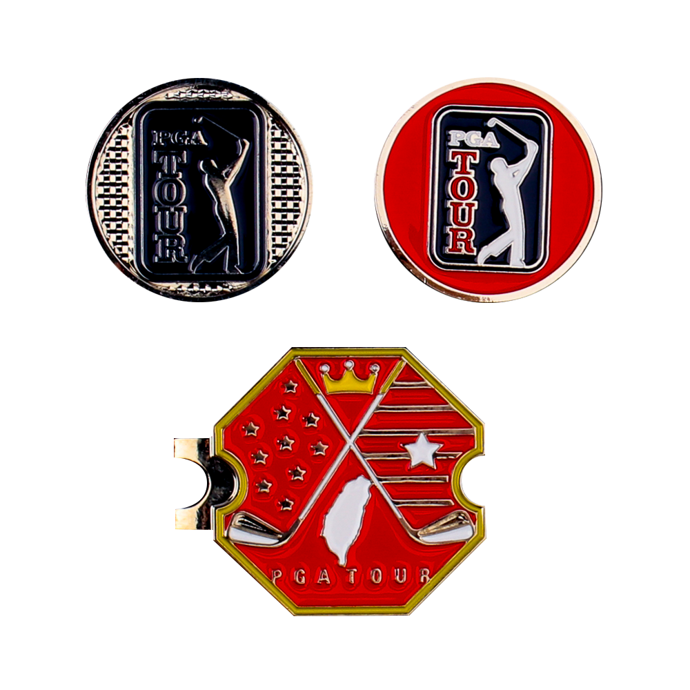 PGA TOUR六角底座+雙帽夾(紅)