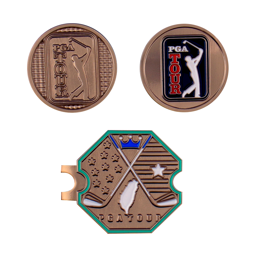 PGA TOUR六角底座+雙帽夾(銀)
