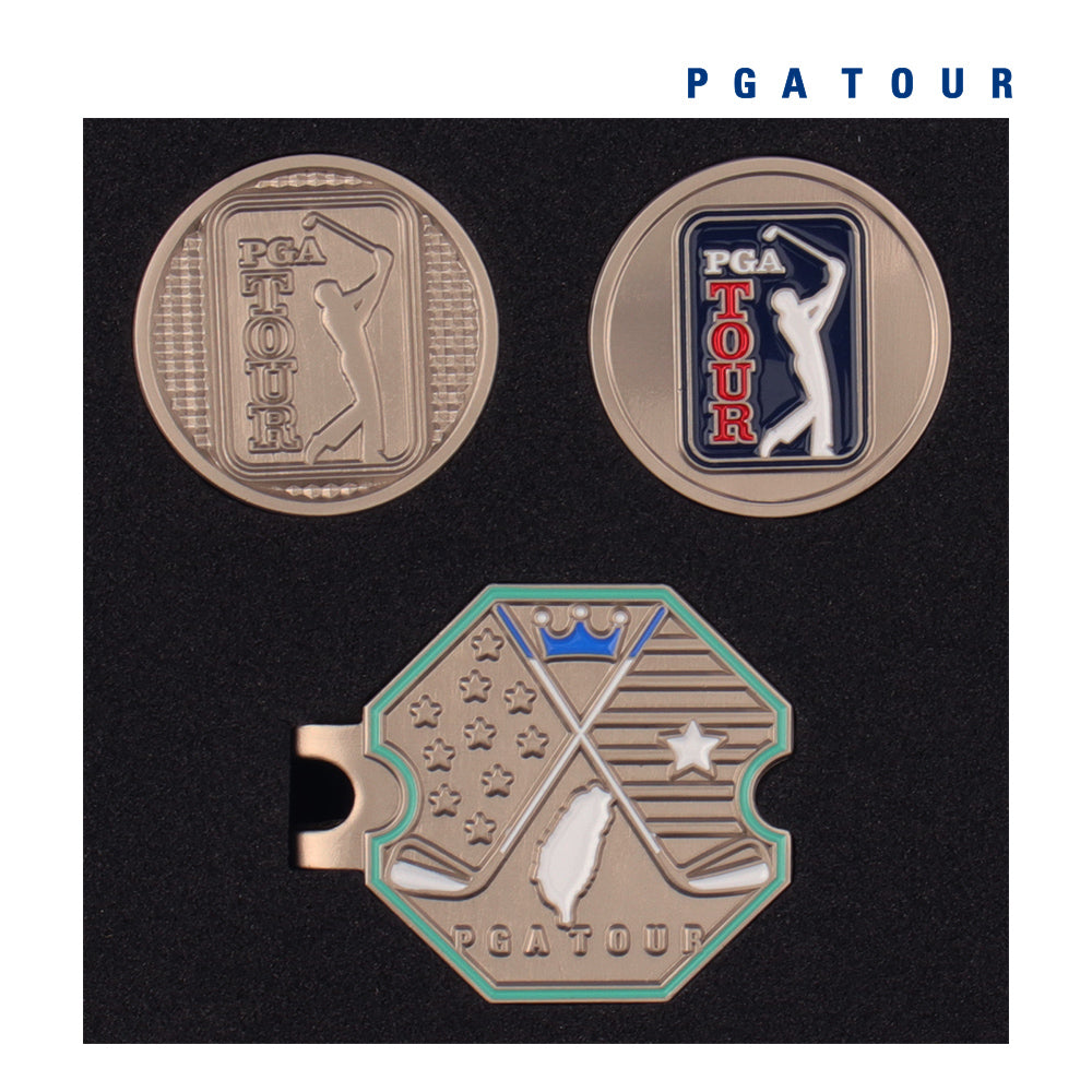 PGA TOUR六角底座+雙帽夾(銀)
