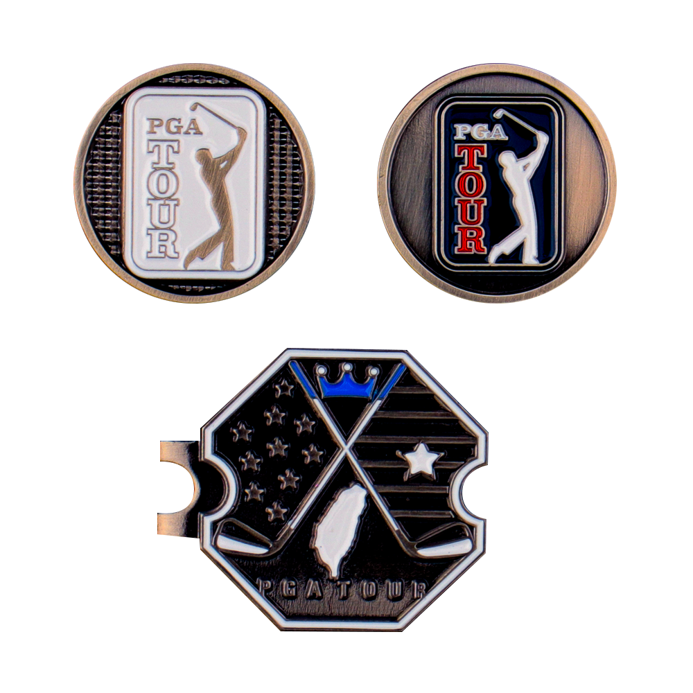 PGA TOUR六角底座+雙帽夾(古銀)
