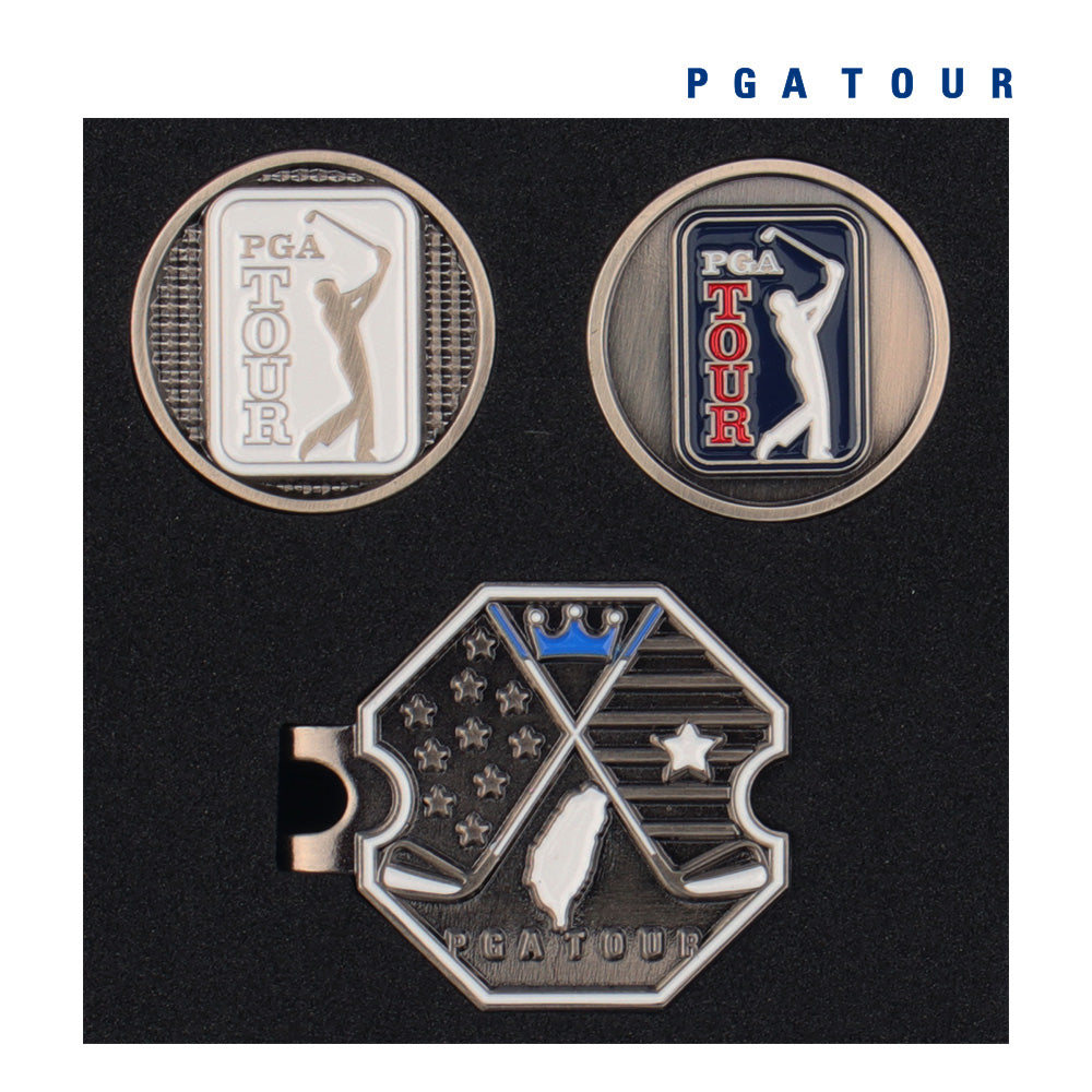 PGA TOUR六角底座+雙帽夾(古銀)