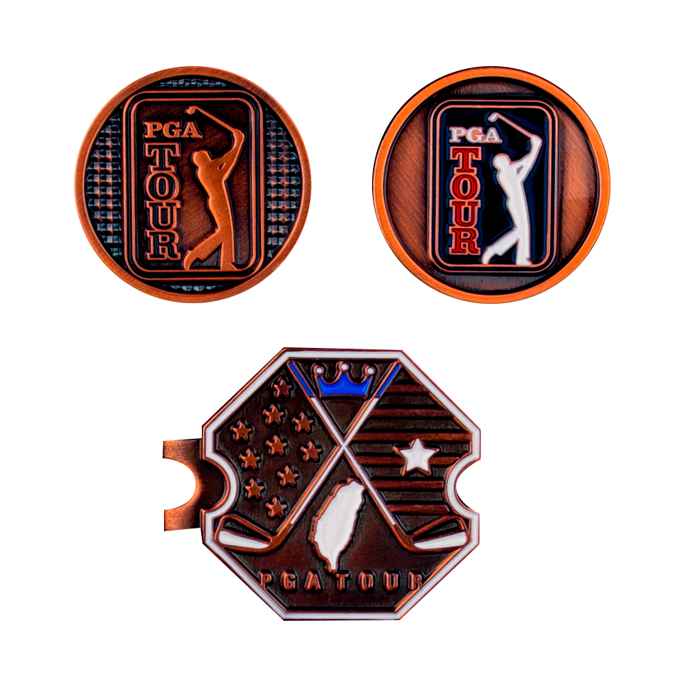 PGA TOUR六角底座+雙帽夾(古銅)