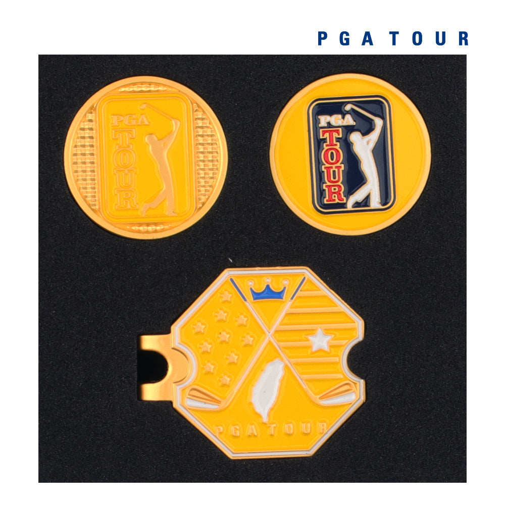 PGA TOUR六角底座+雙帽夾(金)