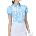 彩條翻領女短袖上衣(彩蘭)