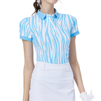 彩條翻領女短袖上衣(彩蘭)