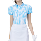 彩條翻領女短袖上衣(彩蘭)