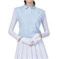寬鬆版假兩件涼感女連袖無袖衣(淺藍)