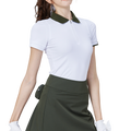 撞色領女短袖上衣(白)