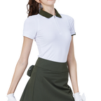 撞色領女短袖上衣(白)