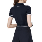 螺紋袖口絲光女短袖上衣(黑)