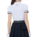 螺紋袖口絲光女短袖上衣(白)