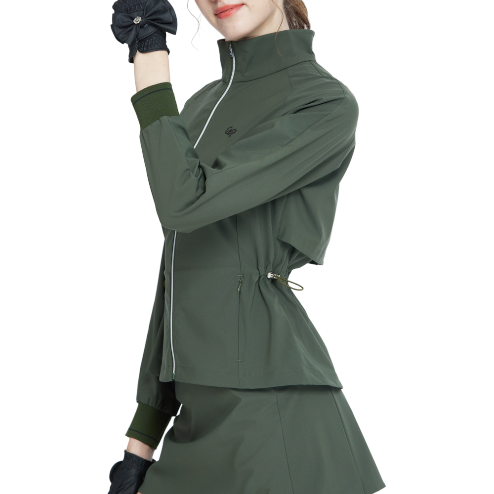 高爾夫防風防潑水長袖外套(軍綠)
