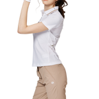 螺紋領收腰女短袖上衣