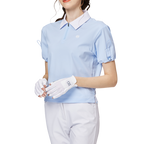 收口袖翻領女短袖上衣