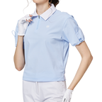 收口袖翻領女短袖上衣