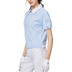 收口袖翻領女短袖上衣