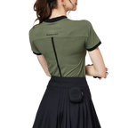 珠花高彈小立領女短袖上衣