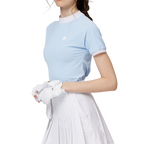 珠花高彈小立領女短袖上衣