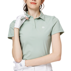 透氣孔翻領女短袖上衣