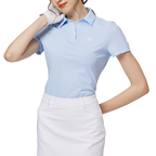 透氣孔翻領女短袖上衣