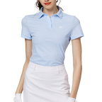 透氣孔翻領女短袖上衣