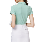 提花布料翻領女短袖上衣