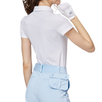 菱形提花翻領女短袖上衣