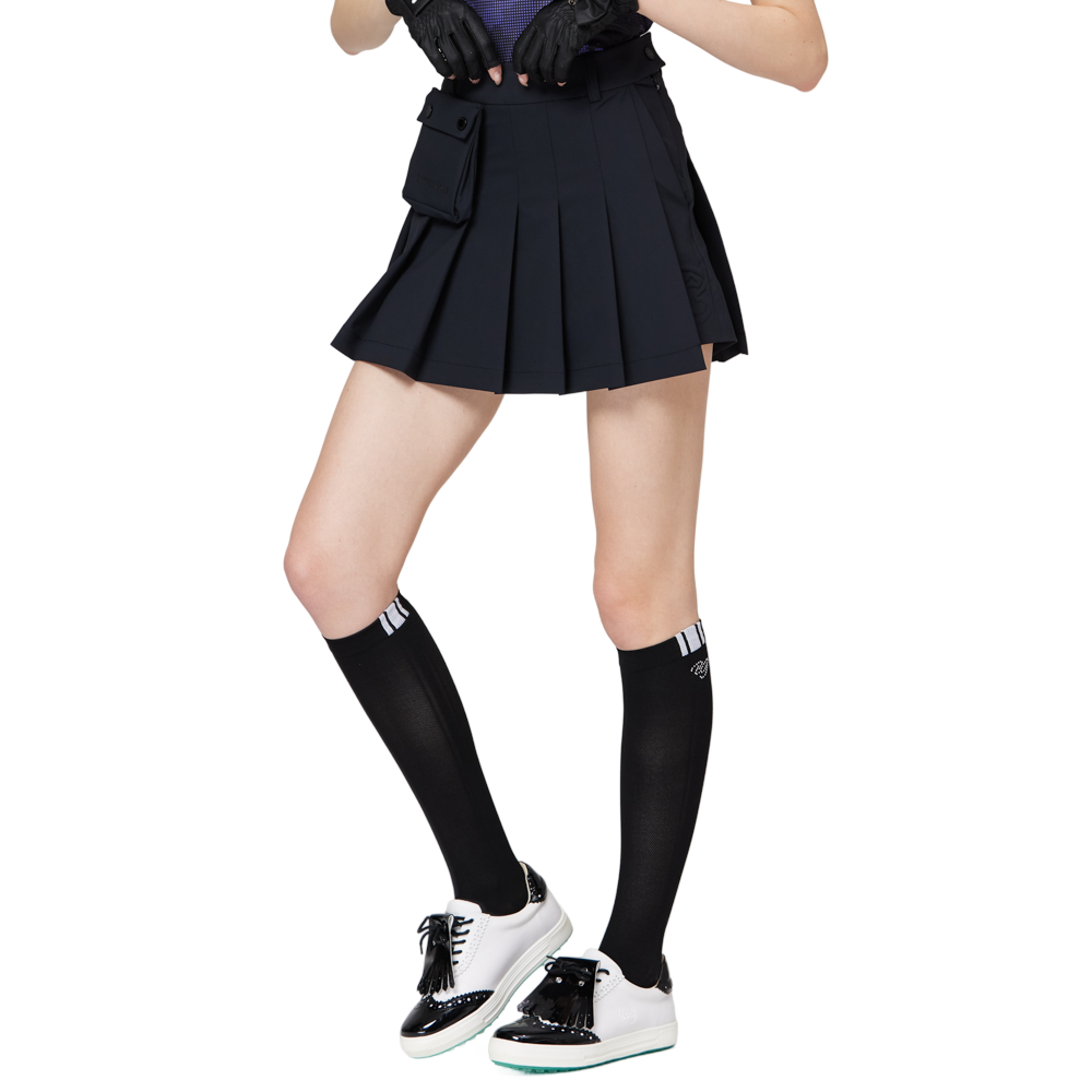 高腰寬折女短裙