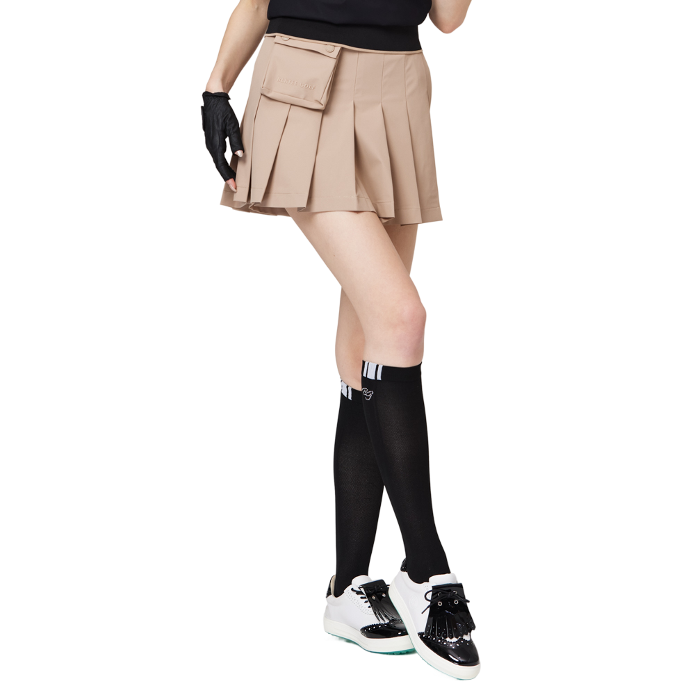 高腰寬折女短裙