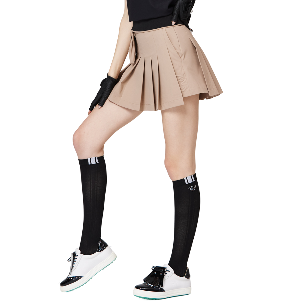 高腰寬折女短裙