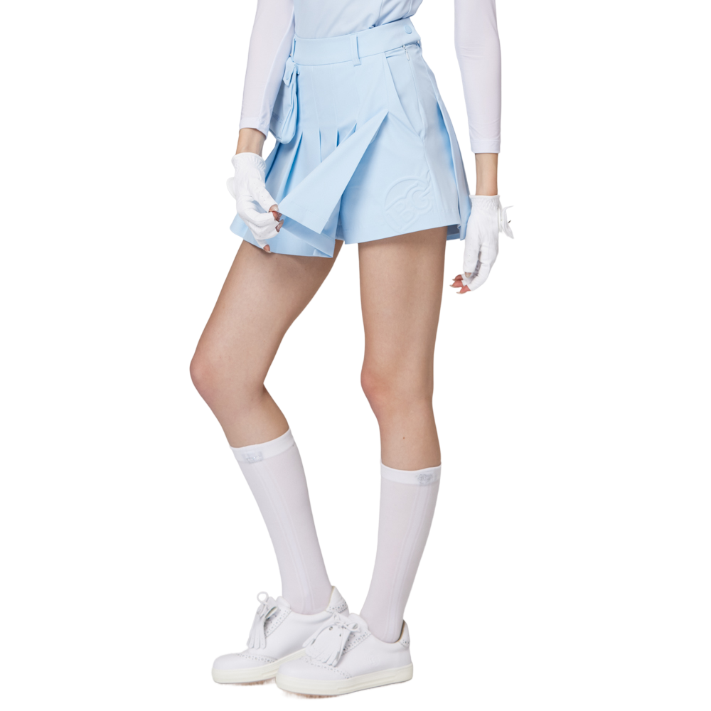 高腰寬折女短裙