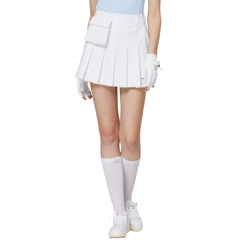 高腰寬折女短裙