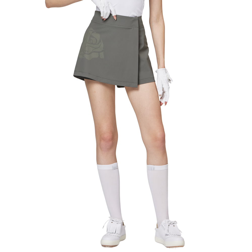 印花高腰A字女短褲裙